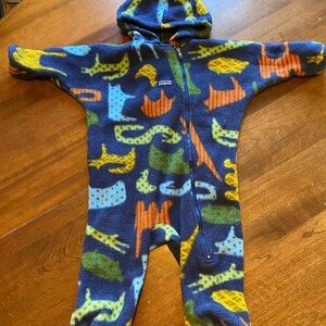 Patagonia Kids Fleece One Piece - Blue with Multicolor Patterns